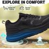 Men’s Orthopedic Waterproof Trail Running Shoes: Arch Support Plantar Fasciitis Workout Outdoor Walking Shoes, Comfortable Orthotic Flat Feet Sport Trekking Sneakers for Foot and Heel Pain Relief(W1-black)