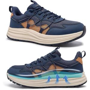 Men’s Orthopedic Trail Running Shoes: Arch Support Plantar Fasciitis Workout Walking Shoes, Comfortable Orthotic Flat Feet Hiking Sport Outdoor Trekking Sneakers for Foot and Heel Pain Relief(W2-dark Blue)