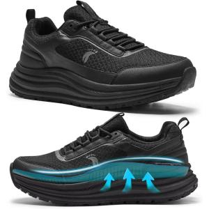 Men’s Orthopedic Waterproof Trail Running Shoes: Arch Support Plantar Fasciitis Workout Outdoor Walking Shoes, Comfortable Orthotic Flat Feet Sport Trekking Sneakers for Foot and Heel Pain Relief(W1-black)