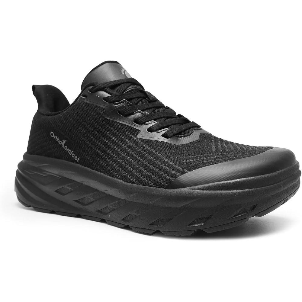 image:imageWomens Orthopedic Diabetic Wide Running Shoes Comfortable Casual Plantar Fasciitis Arch Support Fashion Sneakers Orthotic Flat Feet Tennis Walking Sports Shoes for Foot and Heel Pain ReliefK1black