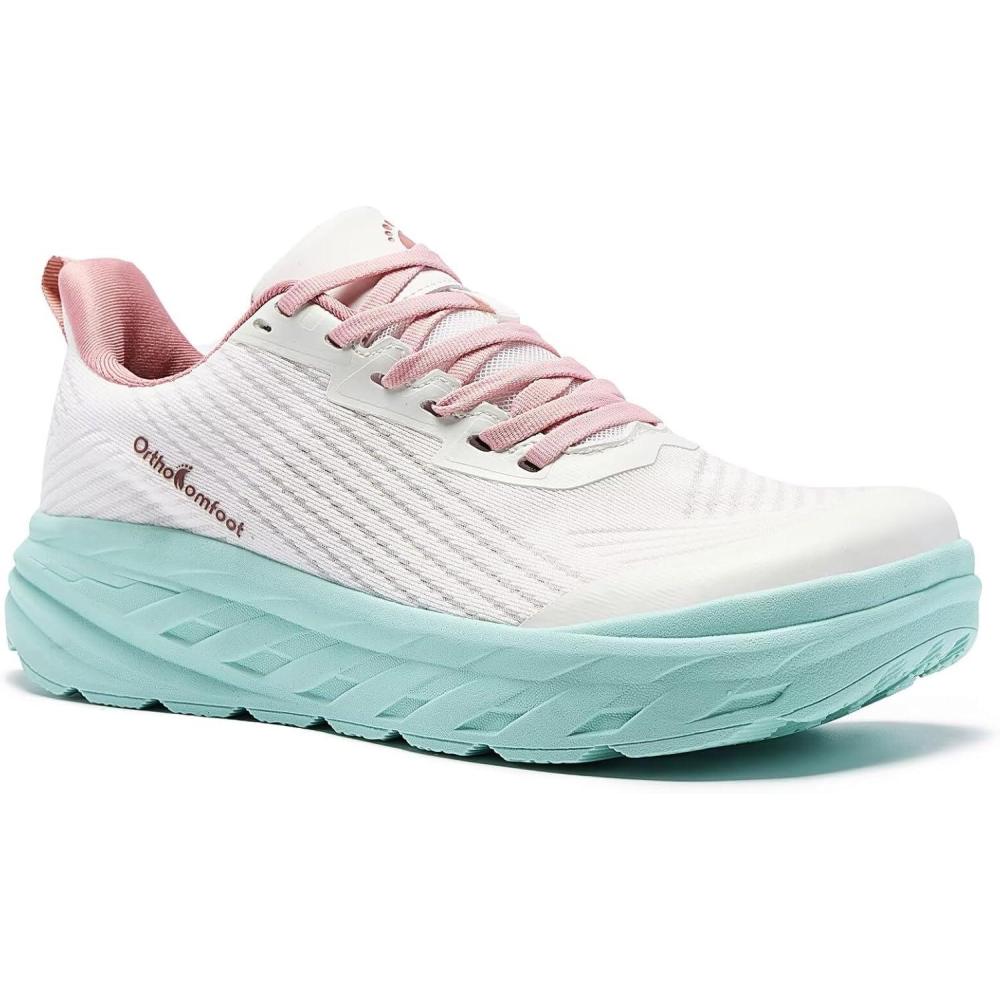 image:imageWomens Orthopedic Diabetic Wide Running Shoes Comfortable Casual Plantar Fasciitis Arch Support Fashion Sneakers Orthotic Flat Feet Tennis Walking Sports Shoes for Foot and Heel Pain ReliefK2pink White