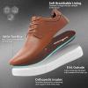 OrthoComfoot Men’s Orthopedic Business Leather Dress Shoes – Arch Support Plantar Fasciitis Orthotics Oxford – Cap Toe Comfort Patent Tuxedo Sneakers for Foot and Heel Pain Relief(K2-brown)