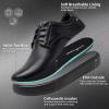 OrthoComfoot Men’s Orthopedic Business Leather Dress Shoes – Arch Support Plantar Fasciitis Orthotics Oxford – Cap Toe Comfort Patent Tuxedo Sneakers for Foot and Heel Pain Relief(K1-black)