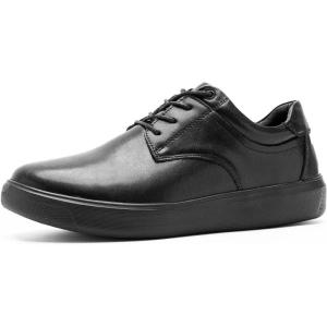 OrthoComfoot Men’s Orthopedic Business Leather Dress Shoes – Arch Support Plantar Fasciitis Orthotics Oxford – Cap Toe Comfort Patent Tuxedo Sneakers for Foot and Heel Pain Relief(K1-black)