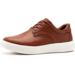 OrthoComfoot Men’s Orthopedic Business Leather Dress Shoes – Arch Support Plantar Fasciitis Orthotics Oxford – Cap Toe Comfort Patent Tuxedo Sneakers for Foot and Heel Pain Relief(K2-brown)
