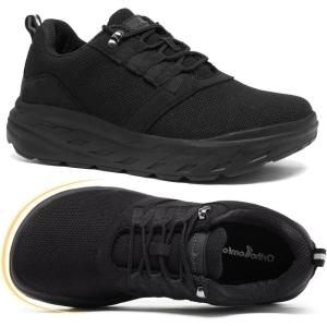 OrthoComfoot Men’s Orthopedic Diabetic Wide Walking Shoes: Comfortable Arch Support Plantar Fasciitis Fashion Sneakers, Casual Hammer Toes Swollen Tennis Sports Shoes for Heel and Foot Pain Relief(K1-black)