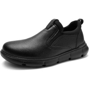 OrthoComfoot Men’s Orthopedic Leather Loafers – Arch Support Slip-On Shoes for Plantar Fasciitis, Flat Feet & Heel Pain Relief, Comfortable Casual Work Walking Dress Shoes(K1-black)