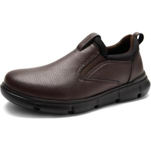 OrthoComfoot Men’s Orthopedic Leather Loafers – Arch Support Slip-On Shoes for Plantar Fasciitis, Flat Feet & Heel Pain Relief, Comfortable Casual Work Walking Dress Shoes(K2-dark Brown)