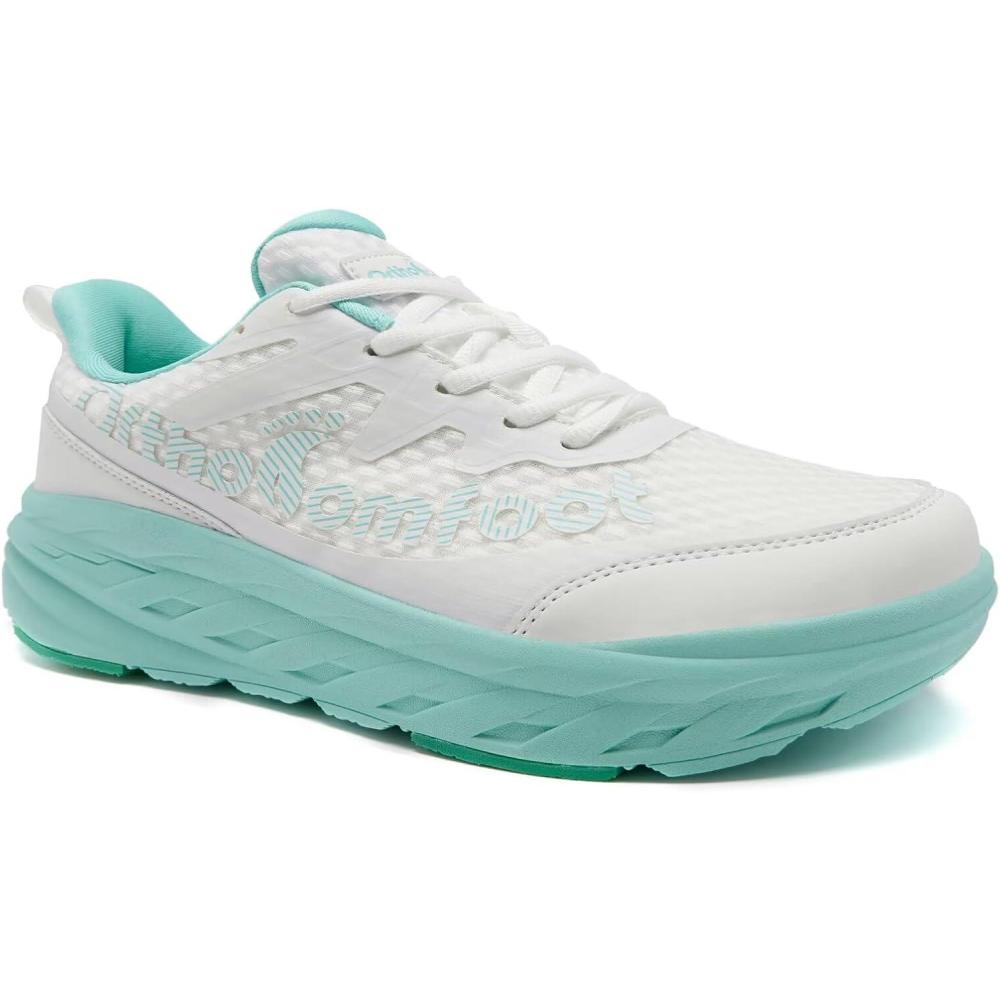 image:imageOrthoComfoot Womens Orthopedic Diabetic Wide Walking Shoes Comfortable Casual Arch Support Orthotic Plantar Fasciitis Sports Sneakers Swollen Feet Running Shoes for Foot and Heel Pain ReliefK2blueWhite
