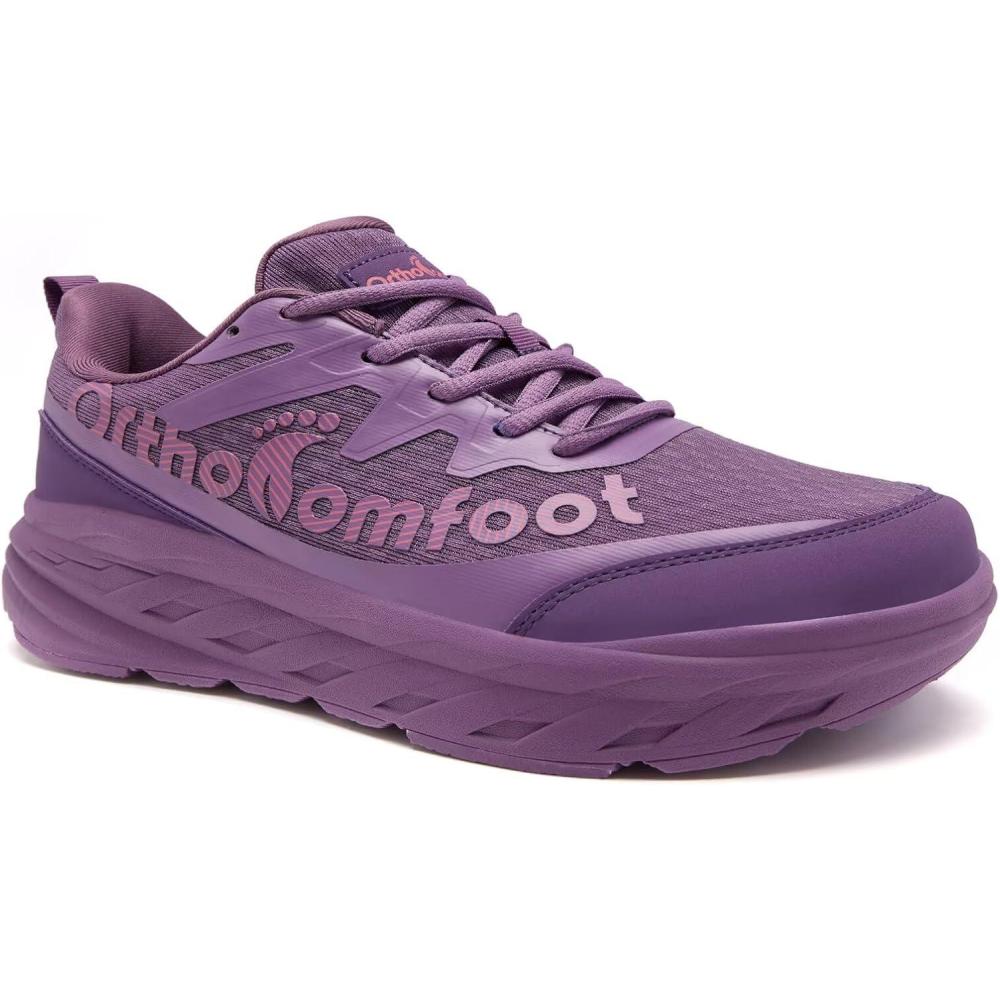 image:imageOrthoComfoot Womens Orthopedic Diabetic Wide Walking Shoes Comfortable Casual Arch Support Orthotic Plantar Fasciitis Sports Sneakers Swollen Feet Running Shoes for Foot and Heel Pain ReliefK3purple