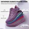 OrthoComfoot Women’s Orthopedic Diabetic Wide Walking Shoes: Comfortable Casual Arch Support Orthotic Plantar Fasciitis Sports Sneakers, Swollen Feet Running Shoes for Foot and Heel Pain Relief(K3-purple)
