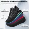 OrthoComfoot Women’s Orthopedic Diabetic Wide Walking Shoes: Comfortable Casual Arch Support Orthotic Plantar Fasciitis Sports Sneakers, Swollen Feet Running Shoes for Foot and Heel Pain Relief(K1-black)