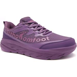OrthoComfoot Women’s Orthopedic Diabetic Wide Walking Shoes: Comfortable Casual Arch Support Orthotic Plantar Fasciitis Sports Sneakers, Swollen Feet Running Shoes for Foot and Heel Pain Relief(K3-purple)