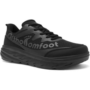 OrthoComfoot Women’s Orthopedic Diabetic Wide Walking Shoes: Comfortable Casual Arch Support Orthotic Plantar Fasciitis Sports Sneakers, Swollen Feet Running Shoes for Foot and Heel Pain Relief(K1-black)