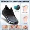 Men’s Orthopedic Wide Trekking Hiking Shoes: Comfortable Casual Arch Support Plantar Fasciitis Orthotic Walking Shoes, Breathable All-Terrain Non-Slip Trail Sneakers for Foot and Heel Pain Relief(K1-black)
