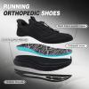 OrthoComfoot Men’s Orthopedic Road Running Shoes: Comfortable Arch Supports Plantar Fasciitis Orthotic Fashion Sneakers, Casual Flat Feet Tennis Sports Walking Shoes for Foot Heel and Pain Relief(W1-black)