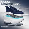 OrthoComfoot Men’s Orthopedic Road Running Shoes: Comfortable Arch Supports Plantar Fasciitis Orthotic Fashion Sneakers, Casual Flat Feet Tennis Sports Walking Shoes for Foot Heel and Pain Relief(W2-navy Blue)