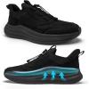 OrthoComfoot Men’s Orthopedic Road Running Shoes: Comfortable Arch Supports Plantar Fasciitis Orthotic Fashion Sneakers, Casual Flat Feet Tennis Sports Walking Shoes for Foot Heel and Pain Relief(W1-black)