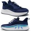 OrthoComfoot Men’s Orthopedic Road Running Shoes: Comfortable Arch Supports Plantar Fasciitis Orthotic Fashion Sneakers, Casual Flat Feet Tennis Sports Walking Shoes for Foot Heel and Pain Relief(W2-navy Blue)