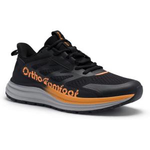 Men’s Orthopedic Trail Running Shoes: Comfortable Casual Arch Support Plantar Fasciitis Orthotic Walking Shoes, Flat Feet Sport Hiking Tennis Work Fashion Sneakers for Foot and Heel Pain Relief(W1-black)