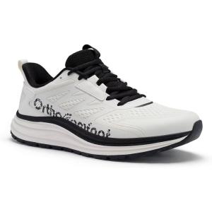 Men’s Orthopedic Trail Running Shoes: Comfortable Casual Arch Support Plantar Fasciitis Orthotic Walking Shoes, Flat Feet Sport Hiking Tennis Work Fashion Sneakers for Foot and Heel Pain Relief(W2-off White)