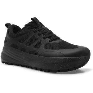 Men’s Orthopedic Wide Trekking Hiking Shoes: Comfortable Casual Arch Support Plantar Fasciitis Orthotic Walking Shoes, Breathable All-Terrain Non-Slip Trail Sneakers for Foot and Heel Pain Relief(K1-black)