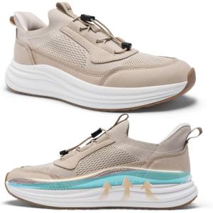 OrthoComfoot Men’s Orthopedic Road Running Shoes: Comfortable Arch Supports Plantar Fasciitis Orthotic Fashion Sneakers, Casual Flat Feet Tennis Sports Walking Shoes for Foot Heel and Pain Relief(W3-khaki)