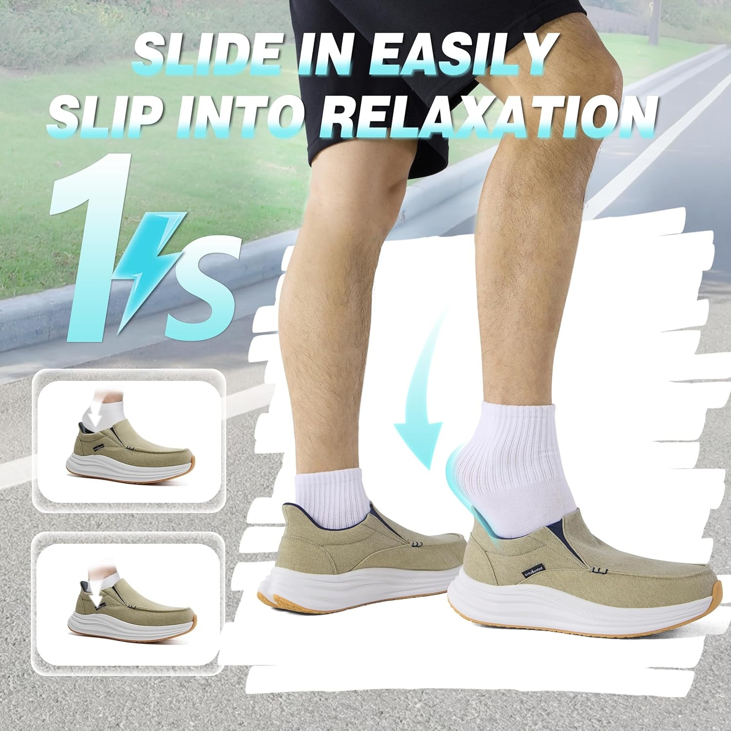 image:imageMens Orthopedic Comfortable Slip On Shoes Casual Plantar Fasciitis Arch Support Orthotic Loafers Comfortable Flat Feet Leisure House Walking Shoes for Foot amp Heel Pain ReliefW3khaki