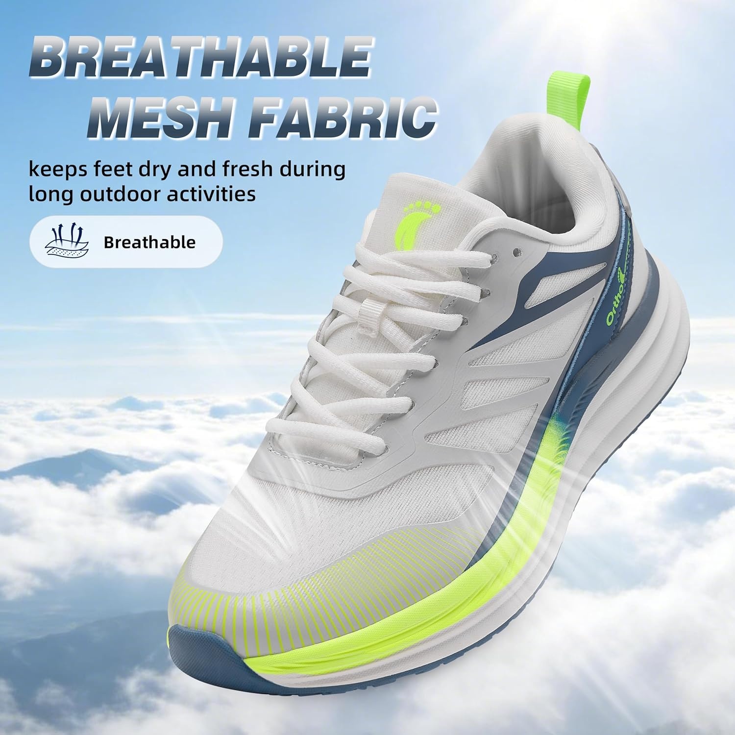 image:imageMens Orthopedic Road Running Shoes Comfort Casual Arch Support Sneakers for Plantar Fasciitis Flat Feet High Arch Orthotic Athletic Sports Tennis Work Walking Shoes for Foot amp Heel Pain ReliefW3white Blue