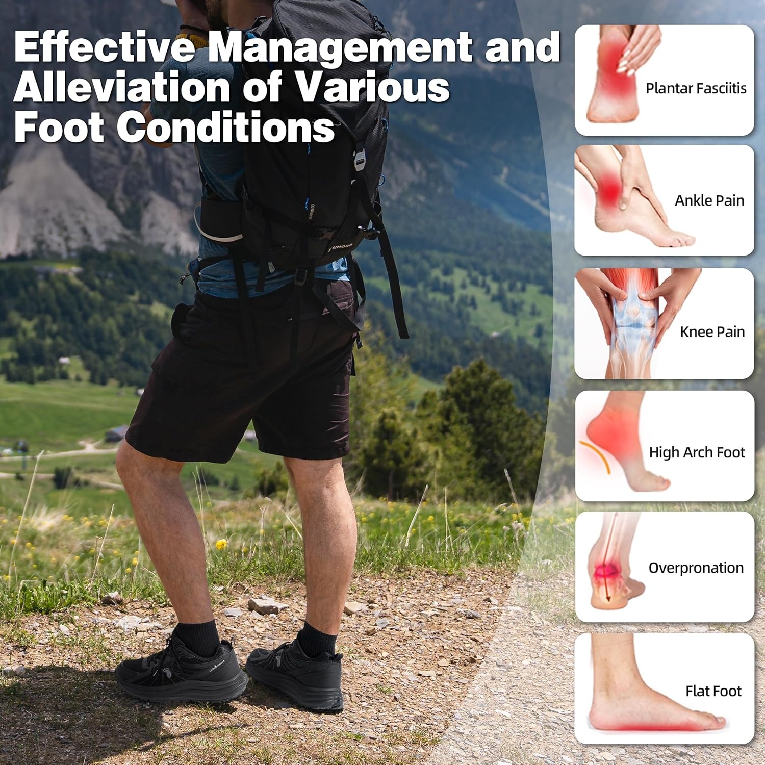 image:imageMens Orthopedic Waterproof Trail Running Shoes Arch Support Sneakers for Plantar Fasciitis Orthotic Comfort for Flat Feet Hiking Gym Sport Walking Shoes for Foot amp Heel Pain ReliefW1black