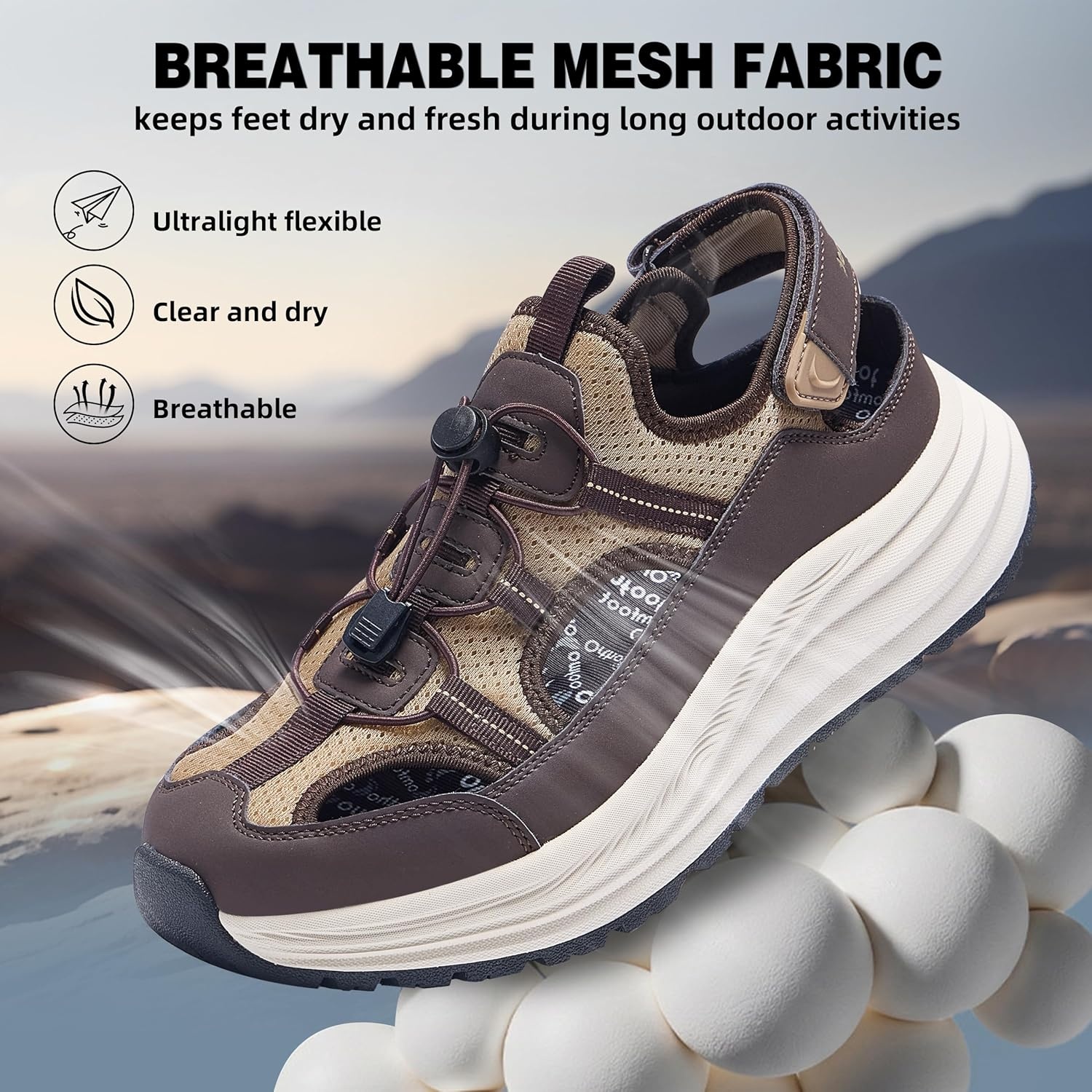 image:imageOrthoComfoot Mens Orthopedic Close Toes Hiking Sandals Plantar Fasciitis Arch Support Adjustable Hook Loop Strap Athletic Sandals Comfortable Casual Camping Water Summer Walking ShoesW3brown