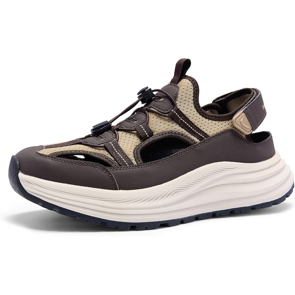 image:imageOrthoComfoot Mens Orthopedic Close Toes Hiking Sandals Plantar Fasciitis Arch Support Adjustable Hook Loop Strap Athletic Sandals Comfortable Casual Camping Water Summer Walking ShoesW3brown